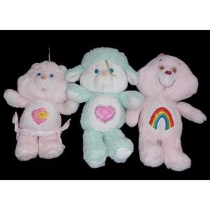 Lot 3 Vintage Care Bears Cousins Kenner Plush 1980s Lamb, Cheer, baby hugs
